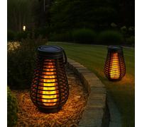 Lampada Solare per Esterni Lanterna LED da Tavolo Effetto Fuoco Pendente 2er Set