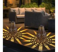 Lampada Solare per Esterni Lanterna LED Effetto-Luce Paralume Bambusgeflecht 2er