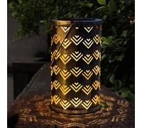 Lampada Solare per Esterni Lanterna LED Effetto Luminoso Metallo Argento Antico