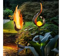 Lampada Solare per Esterni Luce con Picchetto Fiamme Giardino Effetto Fuoco LED