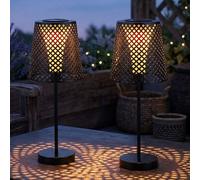 Lampada Solare per Esterni Luce da Tavolo LED Giardino Effetto Luminoso Nero 2er