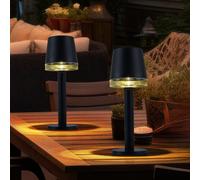 Lampada Solare per Esterni Luce da Tavolo LED Giardino Nero Bianco Caldo 2er Set