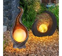 Lampada Solare per Esterni Luci Decorative Bocca Fiamma Sfera LED Crackle Vetro