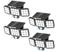 Lampada solare per esterni, rilevatore di movimento, set di 4 faretti 120 LED, luce solare esterna, angolo di illuminazione 270°, 3 modalità Ip65, impermeabile, applique da parete, illuminazione