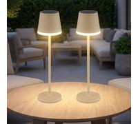 Lampada Solare per Esterni Tavolo LED Sabbia Satinato Balcone H 41 CM 2er Set [EEK: Inaditato]