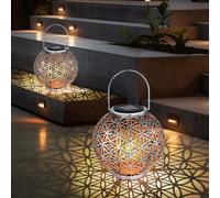 Lampada Solare per Esterni Terrazzi Decorazione Lanterna Argento LED 2er Set