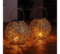 Lampada Solare per Esterni Terrazzi Decorazione Lanterna Argento LED 2er Set