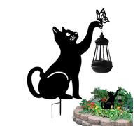 Lampada solare per gatti in metallo - lampadario da giardino, illuminazione a palo | Ornamento decorativo per patio per gatti all'aperto per accento di confine di percorso, scultura di animali con