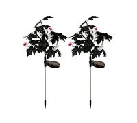 Lampada solare per Halloween, con ramo d'acero nero e bulbo oculare, illuminazione esterna impermeabile, per giardino, cortile, terrazza e sentiero, decorazione spettrale per feste fantasma e autunno