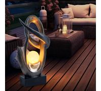 Lampada Solare Piantana Esterni da Balcone Scultura Vetro Fuoco Effetto LED