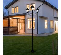 Lampada Solare Piantana per Esterni LED Candelabri Lanterna Nero Ferro Alluminio