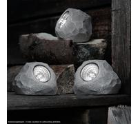 Lampada Solare Pietra per Esterni LED Grigio Giardino Terrazza Deko IP44 5er Set