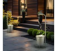 Lampada solare rubinetto 30x LED decorazione da giardino lampada da esterno lampada da patio, metallo plastica argento, bianco caldo, LxH 17x62 cm, set da 2