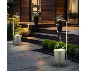 Lampada solare rubinetto 30x LED decorazione da giardino lampada da esterno lampada da patio, metallo plastica argento, bianco caldo, LxH 17x62 cm, set da 2