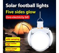 Lampada solare sferica a sospensione con gancio, luce da campeggio solare multifunzionale con ricarica USB, modalità luce a 3 funzioni, sensore di movimento umano, design pieghevole per tenda, auto, c