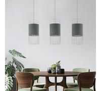 Lampada Sospensione Bianco Gabbia Coprire a Tessuto Grigio Ess Camera Luce