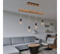 Lampada Sospensione Copertina Illuminazione Legno Design Metallo Nero Opaco [EEK: Non valutato]