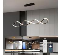 Lampada sospensione LED Creative Spiral soffitto tavolo pranzo Isola cucina Lampade sospensione Lampada sala pranzo Dimmerabile telecomando Lampadario moderno per ufficio cucina Studio (Nero, L120cm)
