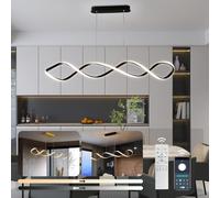 Lampada sospensione LED Creative Spiral soffitto tavolo pranzo Isola cucina Lampade sospensione Lampada sala pranzo Dimmerabile telecomando Lampadario moderno per ufficio cucina Studio (Nero, L100cm)