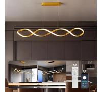 Lampada sospensione LED Creative Spiral soffitto tavolo pranzo Isola cucina Lampade sospensione Lampada sala pranzo Dimmerabile telecomando Lampadario moderno per ufficio cucina Studio (oro, L120cm)