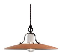 Lampada sospensione rustica con diffusore in ceramica decorato a mano BOLOGNA Dimensioni 40x40x h 17 cm peso 1,9 kg - Attacco Lampada E 27 ruggine