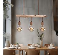 Lampada Sospensione Soffitto di Legno da Salotto Tavolo Pranzo 3 Fiamma Braun [EEK: Non valutato]