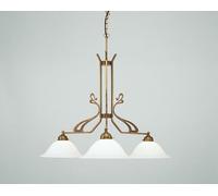 Lampada Sospensione Tavolo da Pranzo Rotondo Berlino Ottone Vetro E27 3-flammig