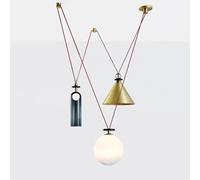 Lampada sospesa a sospensione a 3 luci - Pulley ascesa Fall Segnali, moderno illuminazione a rulli marocchini con tonalità in metallo in vetro in cristallo per abiti da soggiorno lampada a sospensione