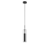 Lampada sospesa Kalevi GU10 1x Max.50 W Metal Matt Black, vetro trasparente H: 150 cm Ø8 cm Dimmabile