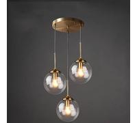 Lampada sospesa Vetro Vintage Industriale lampadario Ottone 3 luci. Cluster di Sospensione con Luce del soffitto a Presa E27 Letto per Camera da Pranzo dell'isola Cucina. Disponibile in