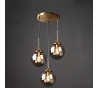 Lampada sospesa Vetro Vintage Industriale lampadario Ottone 3 luci. Cluster di Sospensione con Luce del soffitto a Presa E27 Letto per Camera da Pranzo dell'isola Cucina. Disponibile in