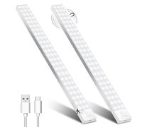 Lampada sottopensile a LED con sensore di movimento, 43,5 cm, 2 pezzi, a batteria, ricaricabile via USB, per pensili della cucina, armadio, scale, bagagliaio