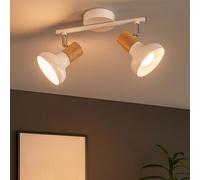 Lampada Spot Corridoio Plafoniera Faretto Regolabile 2x E14 Bianco Simil Legno [EEK: Non valutato]
