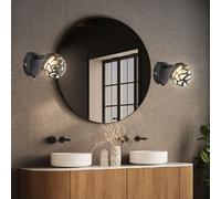 Lampada Spot da Parete Faretto Regolabile LED Grigio Interruttore Sfera 2x