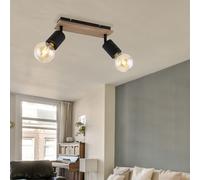 Lampada Spot Plafoniera 2 Fiamma Punti Mobile Simil Legno L 31cm [EEK: Non valutato]