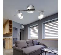 Lampada Spot Plafoniera Corridoio Faretto Orientabile 2xLED Chiaro Nichel Opaco