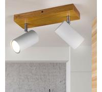 Lampada Spot Plafoniera Faretto 2 Fiamma Punti Flessibile Legno Bianco Opaco [EEK: Non valutato]