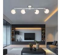 Lampada Spot Plafoniera Posto LED Cristalli Cromato Regolabile 4-Flammig