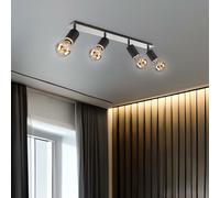 Lampada Spot Plafoniera Posto Metallo Legno Nero Nichel Orientabile 4x E27 [EEK: Non valutato]