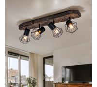 Lampada Spot Plafoniera Punti Flessibile Simil Legno Griglia Metallica H 24cm [EEK: Non valutato]