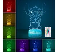 Lampada Stitch, 16 Colori Stitch Luce Notturna: Lampara LED 3D Illusione Con Tel