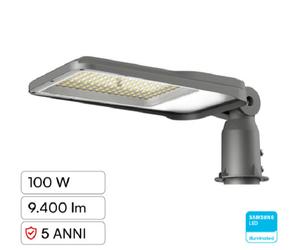 Lampada Stradale LED 100W SMD Chip Samsung Lampione IP65 Colore Grigio V-TAC