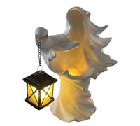 Lampada Stregone Halloween, Statua Stregone In Resina Con Lanterna, Bianco