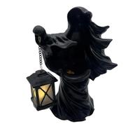 Lampada Stregone Halloween, Statua Stregone In Resina Con Lanterna, Nero
