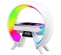Lampada sveglia all'alba, lampada d'atmosfera con ricarica wireless, luce RGB, macchina del suono notturno, luce di sveglia, lampada d'atmosfera intelligente, altoparlante Bluetooth per camera da