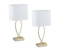 Lampada Tavolo Abat Jour Vintage Paralume Tessuto HLP 51x28x18 cm Luce E27 Set 2