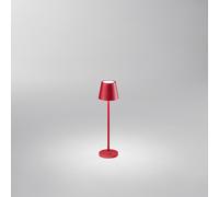 Lampada Tavolo Esterno Mini Diva Contemporanea Alluminio Rosso Led Luce Calda