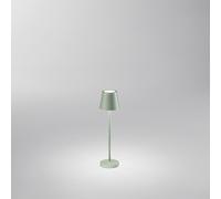 Lampada Tavolo Esterno Mini Diva Contemporanea Alluminio Salvia Led Luce Calda