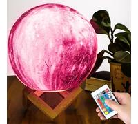 Lampada Tavolo Pianeta 18cm Luce LED RGB Cambio Colore Moon Luna USB Telecomando