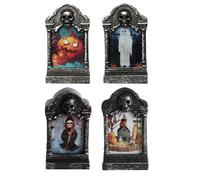 Lampada Tomba Di Halloween - Tombstone Illuminata Di Halloween | Set Di Tombe Lampeggianti A LED A LED Impermeabile In Resina A 4 Parti | Cimitero A 7 Colore Cemetery Cimitero Luce | Décor In Spooky P